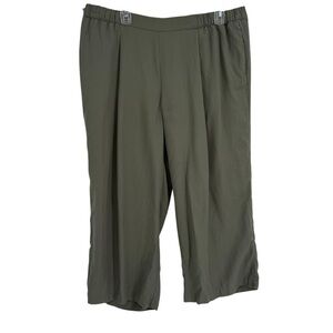 J Jill Women Tencel Pull On Pants Size Large Petite Wide Leg Elastic Waist Green
